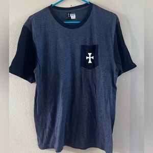 Men's Navy Blue T-Shirt with Cross Pocket